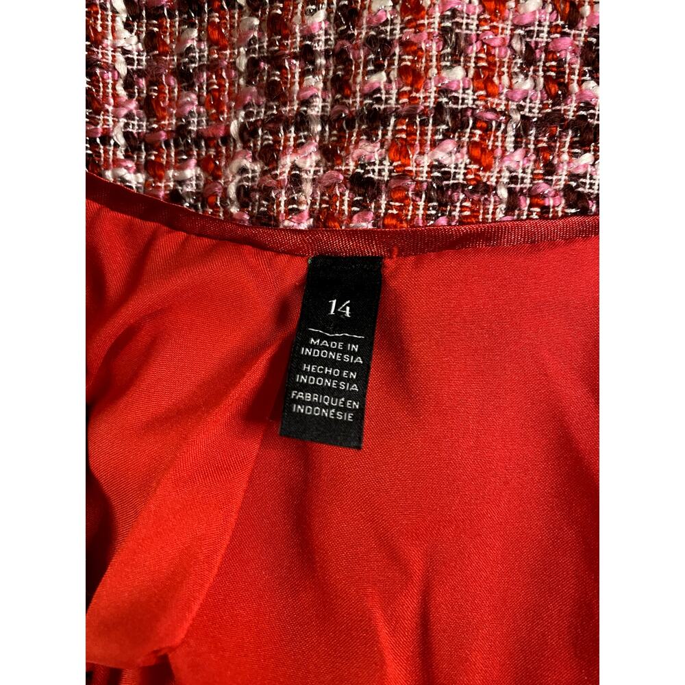 WHITE HOUSE BLACK Tweed Blazer Jacket Women’s 14 Red Pink Woven Preppy EUC - Picture 11 of 16